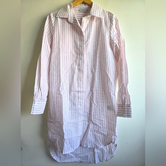 NWT! Harshman,  Willow Shirt Dress, White/Rose Pink Stripes, Medium -MSRP $244 - Picture 7 of 13
